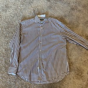 EUC Johnston & Murphy Brown and White Tailored Fit Dress Shirt